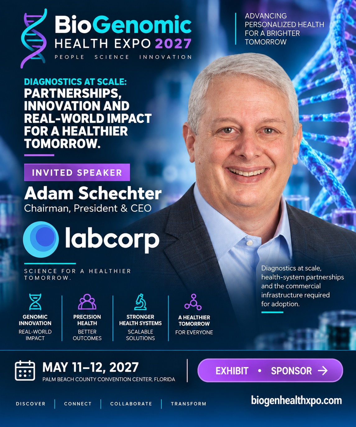Invited speaker Adam Schechter — Labcorp. Diagnostics at scale, health-system partnerships and the commercial infrastructure required for adoption.