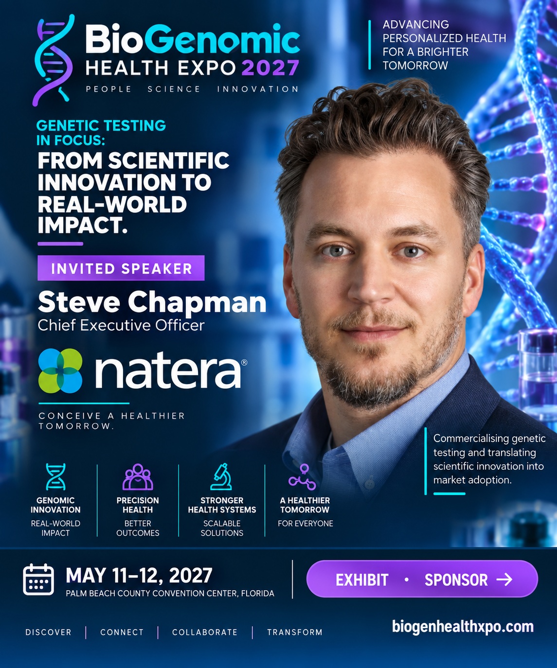 Invited speaker Steve Chapman — Natera. Commercialising genetic testing and translating scientific innovation into market adoption.