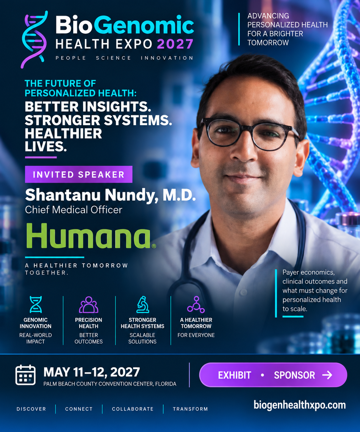 Invited speaker Shantanu Nundy, M.D. — Humana. Payer economics, clinical outcomes and what must change for personalized health to scale.