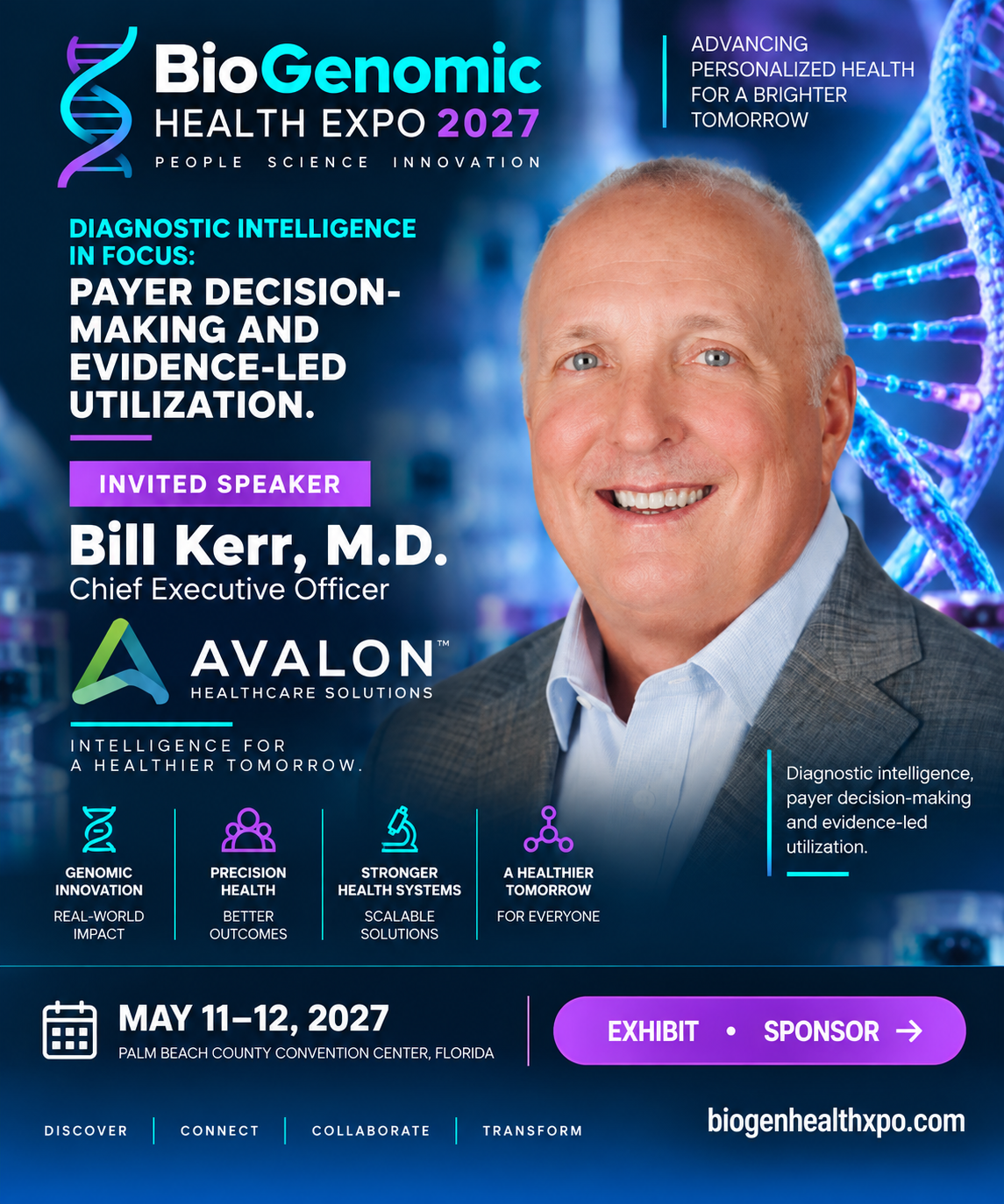 Invited speaker Bill Kerr, M.D. — Avalon Healthcare Solutions. Diagnostic intelligence, payer decision-making and evidence-led utilization.